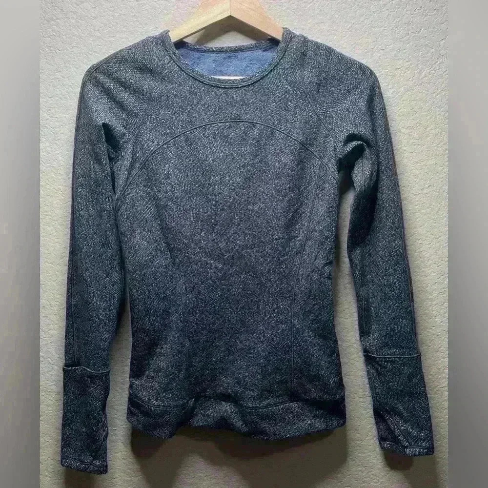 Lululemon Cypress Kiss Long Sleeve Fusion Jacquard Black Violet Viola Size 4 - Picture 3 of 8